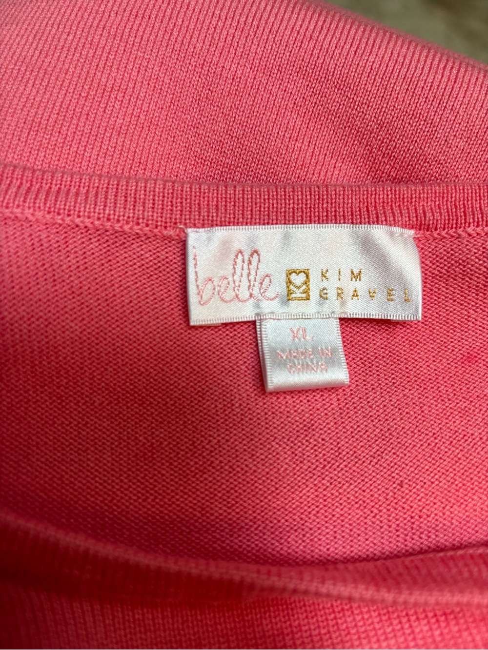 BELLE By Kim Gravel Pink ‘Sea Salt Sun' Relaxed Knit Crewneck Sweater Size XL - Picture 6 of 7